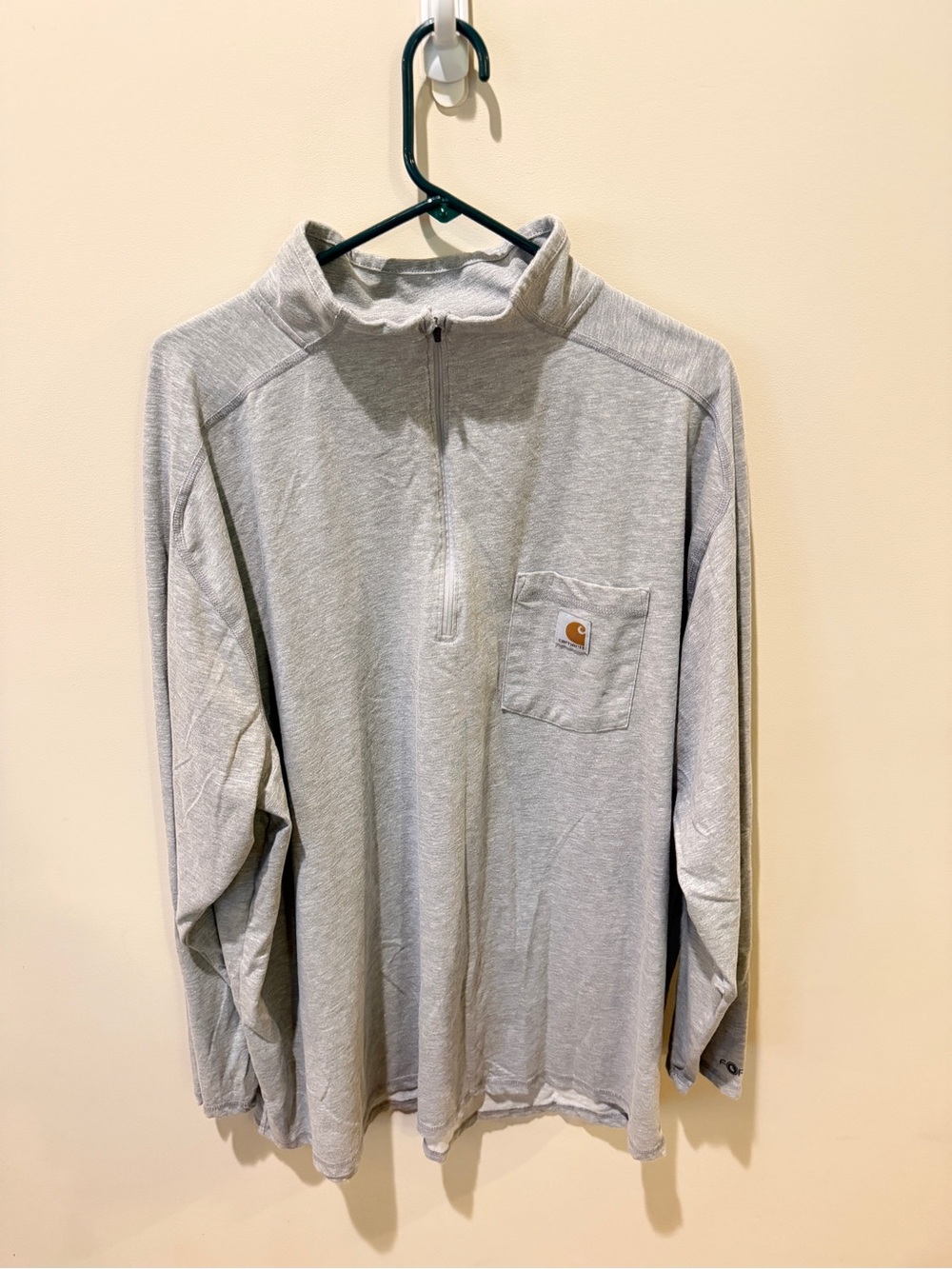 Carhartt Light Gray Heather Zip-Neck Pocket Pullover